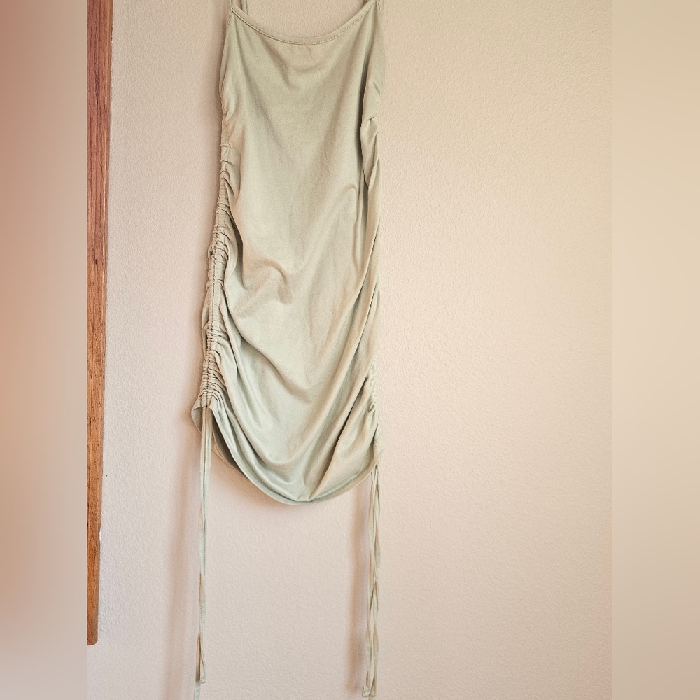 Sleek Ruched Dress in Light Green